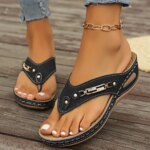 Sandalias ortopédicas de verano para mujer, chanclas ortopédicas con soporte para el arco, zapatillas de suela gruesa antideslizantes para uso diario en la playa - Imagen 2