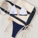 Nuevo Conjunto de Bikini Sexy 2026 para Mujer, Traje de Baño de Dos Piezas con Bloques de Color, Lazos Laterales y Espalda Cruzada, Ideal para Playa y Piscina - Imagen 5