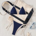 Nuevo Conjunto de Bikini Sexy 2026 para Mujer, Traje de Baño de Dos Piezas con Bloques de Color, Lazos Laterales y Espalda Cruzada, Ideal para Playa y Piscina - Imagen 4