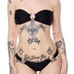 Conjunto de Bikini Strapless de Dos Piezas para Mujer, Estilo Punk Y2K, para Verano 2026, Traje de Baño para Playa y Piscina