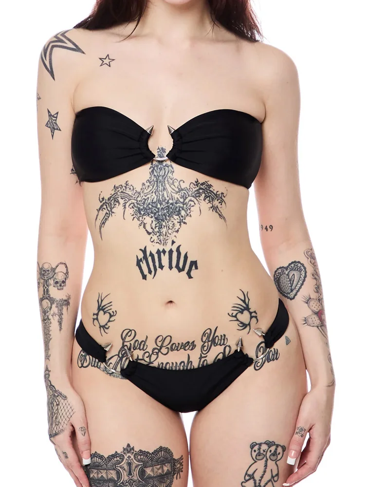 57003-v7yzou.jpg Conjunto de Bikini Strapless de Dos Piezas para Mujer, Estilo Punk Y2K, para Verano 2026, Traje de Baño para Playa y Piscina - Imagen 1