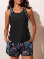 Nuevo Traje de Baño de Dos Piezas Estilo Chaleco Estampado, Efecto Adelgazante y Sexy para Mujer, Uso Térmico, Fondo Plano co... - Imagen 4