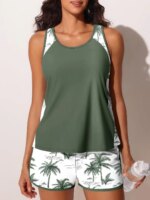 Nuevo Traje de Baño de Dos Piezas Estilo Chaleco Estampado, Efecto Adelgazante y Sexy para Mujer, Uso Térmico, Fondo Plano co... - Imagen 2