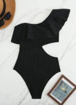 Traje de Baño Vigorshely 2026 Blanco de Un Hombro con Volantes para Mujer, Traje de Baño de Una Pieza Sexy con Aberturas para la Playa, Monokini - Imagen 5