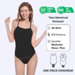 Bañador menstrual niñas, Traje de baño de una pieza para estudiantes, trajes de baño menstruales para adolescentes, traje de baño para menstruación para piscina, traje de baño impermeable para mujeres - Imagen 2