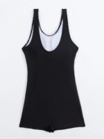 Traje de baño de una pieza estampado 2026 para mujer, estilo conservador, acolchado, sin mangas, para natación y playa - Imagen 5