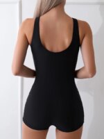 Traje de baño de una pieza estampado 2026 para mujer, estilo conservador, acolchado, sin mangas, para natación y playa - Imagen 2