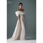 Vestido de fiesta blanco Mila con hombros descubiertos, estilo sirena, mangas cortas, personalizado, lujoso, para mujer, con chal, vestidos de noche.