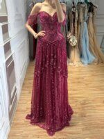 Serene Hill 2026 Vestido de Noche de Lujo Color Fucsia con Cuentas Árabes y Borlas para Bodas y Eventos Formales LA73594 Personalizado - Imagen 2