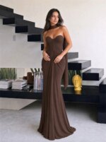 Vestido de Fiesta Personalizado Mila con Escote Corazón y Chal, Vestido de Noche Formal Sirena con Volantes, Largo hasta el Suelo - Imagen 4