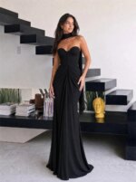Vestido de Fiesta Personalizado Mila con Escote Corazón y Chal, Vestido de Noche Formal Sirena con Volantes, Largo hasta el Suelo - Imagen 2