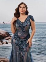 Vestidos de Noche Formales de Lentejuelas con Mangas Cortas y Espalda en V de Talla Grande Lucyinlove 2026, Elegantes Vestidos de Cóctel de Sirena para Fiesta - Imagen 6