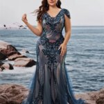Vestidos de Noche Formales de Lentejuelas con Mangas Cortas y Espalda en V de Talla Grande Lucyinlove 2026, Elegantes Vestidos de Cóctel de Sirena para Fiesta
