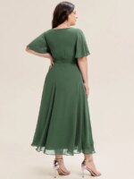 Vestidos de noche de talla grande con volantes de manga corta, asimétricos, hasta la pantorrilla, Ever Pretty de Eucalyptus, vestidos de dama de honor - Imagen 2