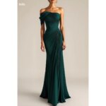 Vestido de fiesta de satén personalizado Bella, con un solo hombro descubierto, estilo sirena, para graduación, color verde esmeralda, para mujer.