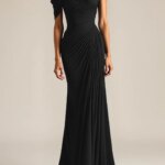Vestido de fiesta de satén personalizado Bella, con un solo hombro descubierto, estilo sirena, para graduación, color verde esmeralda, para mujer. - Imagen 4