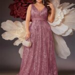 Vestido de noche azul con lentejuelas y escote en V profundo de lujo de talla grande para mujer elegante con espalda en V vestidos largos de cóctel para fiesta de boda y graduación
