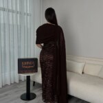 Bella personalizado marrón Chocolate de un solo hombro Capelet lentejuelas vestido de fiesta ajustado vestidos de fiesta hasta el suelo elegante vestido Formal - Imagen 6