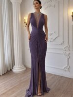 Vestidos de Noche Contessa Personalizados con Cuello en V, Sin Mangas, Pliegues Multicapa, Estilo Sirena, Cintura Ajustada, para Eventos Formales 2026 - Imagen 3