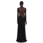 Vestido de Noche Cathy Personalizado Negro con Pliegues Drapeados, Malla Ilusoria, Vestidos de Noche con Encaje Bordado, Vestidos de Noche Sexys 2026 - Imagen 3