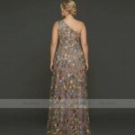 Vestido de fiesta de tul con bordado floral personalizado, vestido de noche formal largo de un solo hombro, vestidos de invitada de boda sin espalda, tallas grandes - Imagen 4