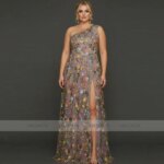 Vestido de fiesta de tul con bordado floral personalizado, vestido de noche formal largo de un solo hombro, vestidos de invitada de boda sin espalda, tallas grandes - Imagen 3