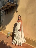 Nuevo Vestido de Noche Largo con Cola de Sirena 2026, Vestido Maxi de Gasa con Volantes Multicapa y Escote Corazón, Vestido de Fiesta Sexy sin Espalda con Lazo Fluido - Imagen 4