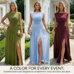 Vestido de Noche Elegante Estilo Francés Sin Mangas con Cintura Fruncida y Abertura Alta, Vestido Largo Formal para Fiesta de Graduación para Mujer - Imagen 6