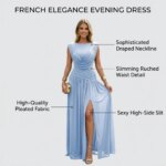 Vestido de Noche Elegante Estilo Francés Sin Mangas con Cintura Fruncida y Abertura Alta, Vestido Largo Formal para Fiesta de Graduación para Mujer - Imagen 3