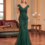 Vestidos de Noche Formales de Lujo sin Mangas con Cuello en V y Lentejuelas para Mujer, Elegantes Vestidos de Fiesta Maxi Estilo Sirena para Cóctel y Gala