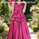 Elegantes vestidos de noche formales con escote en V, de colores llamativos, sin mangas, con volantes y corte en línea A, ideales para fiestas de cumpleaños y bailes de graduación. Se ofrecen opciones de diseño personalizado.