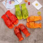Zapatillas de langosta EOFK para mujer, chanclas divertidas de animales de verano, bonitas chanclas de playa para ducha, chanclas informales Unisex de talla grande suaves para el hogar - Imagen 4