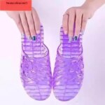 Sandalias de gelatina de cristal para mujer, talla grande, con soporte de plástico, antideslizantes para baño, sandalias de p... - Imagen 4
