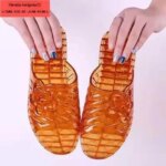 Sandalias de gelatina de cristal para mujer, talla grande, con soporte de plástico, antideslizantes para baño, sandalias de p... - Imagen 5