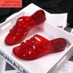 Sandalias de gelatina de cristal para mujer, talla grande, con soporte de plástico, antideslizantes para baño, sandalias de p... - Imagen 3