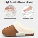 Zapatillas Comwarm suaves para mujer, pantuflas para casa, pantuflas de espuma viscoelástica tipo lana, forro de piel sintética, zapatos cálidos y acogedores de algodón - Imagen 3