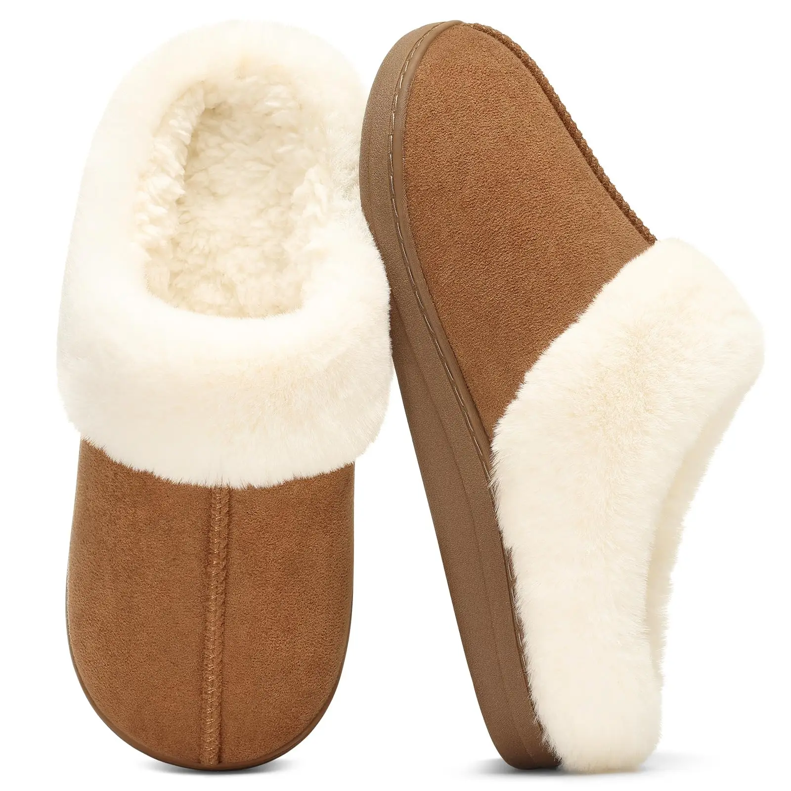 64539-mhmunz.jpg Zapatillas Comwarm suaves para mujer, pantuflas para casa, pantuflas de espuma viscoelástica tipo lana, forro de piel sintética, zapatos cálidos y acogedores de algodón - Imagen 1