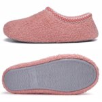 Pantuflas de Invierno para Mujer Comwarm, Pantuflas de Felpa Rizada con Espuma Viscoelástica, Pantuflas Planas Cálidas con Forro Polar y Suela Suave