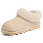 Pantuflas Kidmi de invierno para mujer con cuello de piel, de gamuza, cálidas, antideslizantes, para interior y exterior. - Imagen 4