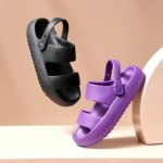 Zapatillas de plataforma gruesa de verano para mujer, chanclas de playa Eva, sandalias deslizantes de suela blanda, zapatos antideslizantes de baño interior para ocio para hombre y mujer - Imagen 2