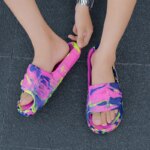 Zapatillas de EVA ligeras de verano para mujer, zapatillas deportivas para interior del hogar, zapatillas de baño antideslizantes para baño, Sandalias planas unisex, fondo suave para playa - Imagen 6