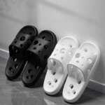 Zapatillas con fugas para baño, cómodas, para hombres y mujeres, pareja, hogar, interior, sandalias EVA antideslizantes, zapatillas de playa - Imagen 3