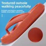 Chanclas de verano con plataforma plana, cómodas zapatillas de playa de suela blanda para mujer, sandalias de moda para casa, baño, zapatos de suela gruesa antideslizantes - Imagen 2