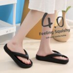 Chanclas de verano con plataforma plana, cómodas zapatillas de playa de suela blanda para mujer, sandalias de moda para casa, baño, zapatos de suela gruesa antideslizantes