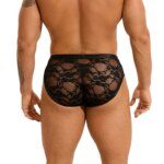 Ropa Interior Masculina de Encaje de Cuero PU Negro, Calzoncillos Triangulares Sexys con Bolsa en Forma de U, Elásticos y Ajustables, Talla Grande - Imagen 6