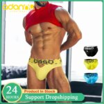 Calzoncillos de algodón para hombre, sexy, con diseño hueco, cintura baja, cinturilla con estampado de advertencia, transpirables, con bolsa 3D acanalada, bragas de verano