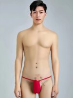 Calzoncillos de seda helada elásticos de cintura baja para hombre, estilo ajustado, sexy, con cordón, de una sola línea, sens...