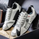 Zapatos deportivos informales transpirables de malla con bloques de color en negro y gris para hombre, zapatos retro finos de verano estilo Forrest Gump, zapatos ligeros de suela blanda, antideslizantes, versátiles y resistentes al desgaste para hombre - Imagen 4