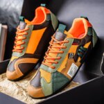 Zapatos deportivos informales transpirables de malla con bloques de color en negro y gris para hombre, zapatos retro finos de verano estilo Forrest Gump, zapatos ligeros de suela blanda, antideslizantes, versátiles y resistentes al desgaste para hombre