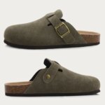 Comwarm, zapatillas de gamuza a la moda para mujer, zuecos para hombre, sandalias con plantilla de corcho con soporte para arco, chanclas de playa para exteriores, zapatos para el hogar - Imagen 3